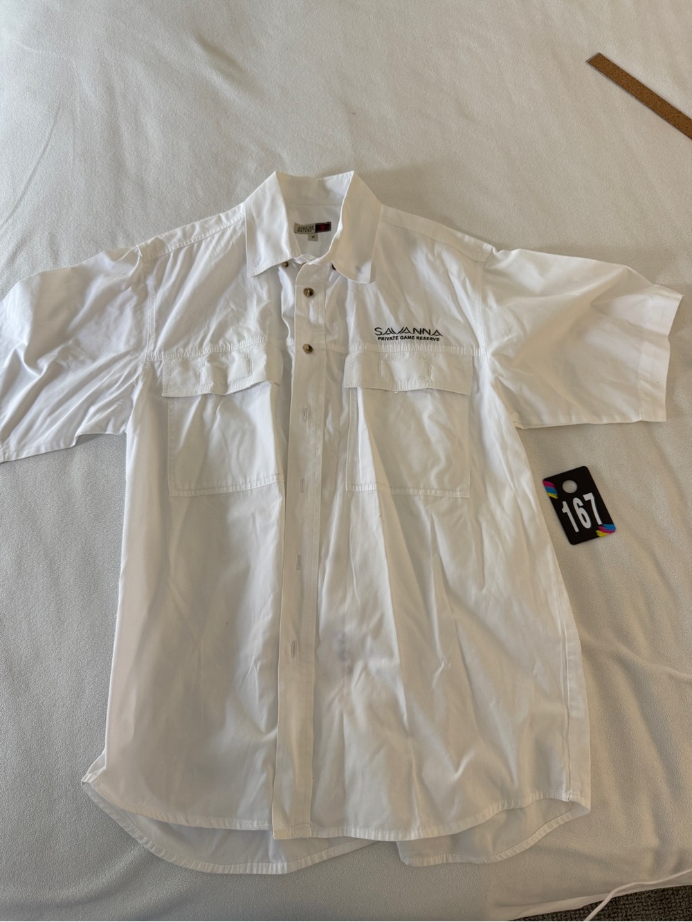 Africa: Savannah Private Reserve White Short-Sleeve Button-Down Utility Shirt